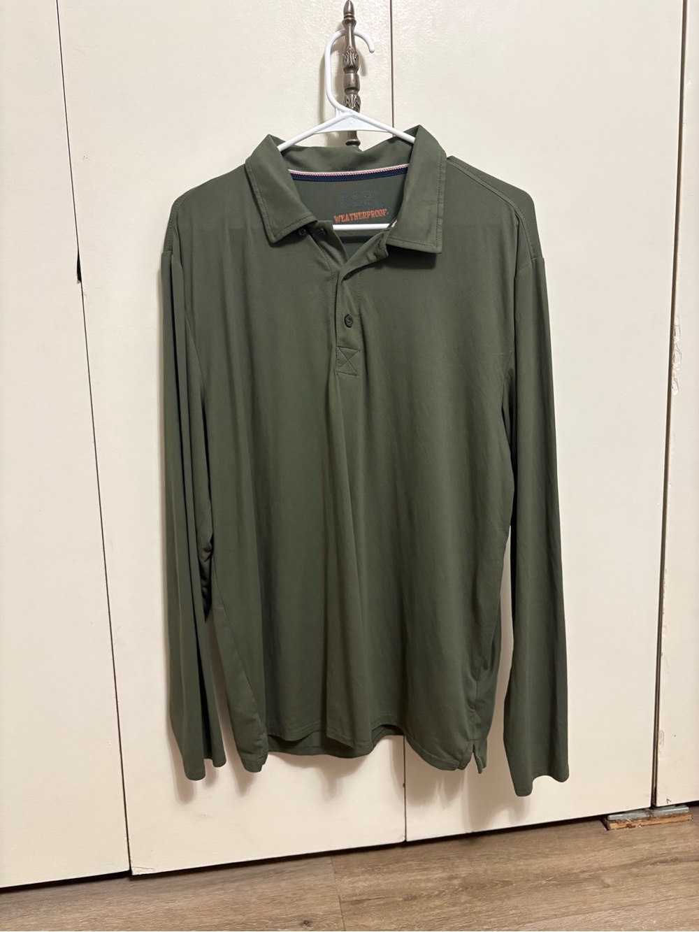 Original Weatherproof Vintage Men’s Green Long Sleeve Performance Polo Large